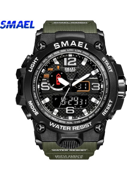 Armygreen Smael Marka Erkek Spor Saatler Çift Ekran Analog Dijital LED Elektronik Kuvars Saatı Su Geçirmez Yüzme Askeri Saat (Yurt Dışından)