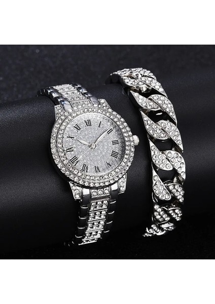 2 Adet Set Gül Altın Pırlanta Kadın Saatler Altın Izle Bayanlar Bilek Saatler Lüks Marka Taklidi Kadın Bilezik Saatler Kadın Relogio Feminino (Yurt Dışından) fiyatları