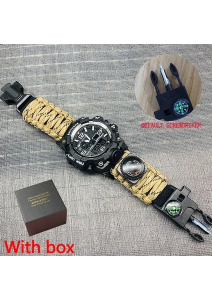 Kutu ile Altın Açık Hayatta Kalma Izle Çok Fonksiyonlu Su Geçirmez Askeri Taktik Paracord Izle Bilezik Kamp Yürüyüş Acil Durum Dişli (Yurt Dışından)