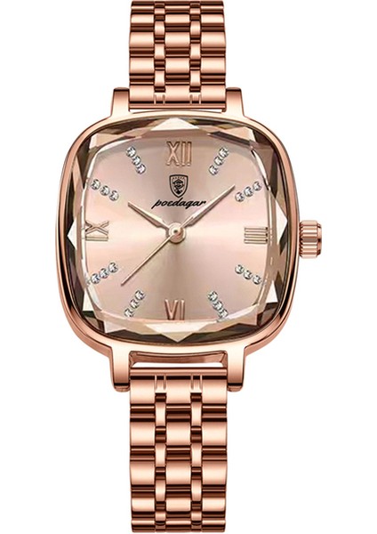 Altın-3 Lüks Kristal Kadın Bilezik Saatler Üst Marka Moda Elmas Bayanlar Kuvars Izle Çelik Kadın Kol Saati Montre Femme Relogio (Yurt Dışından)