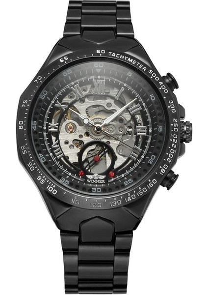 01 T-Kazanan Dairesel Altın Mekanik Saat Içi Boş Çelik Bant Mekanik Saat Çeşitli Renkler, Erkek Saati (Yurt Dışından)