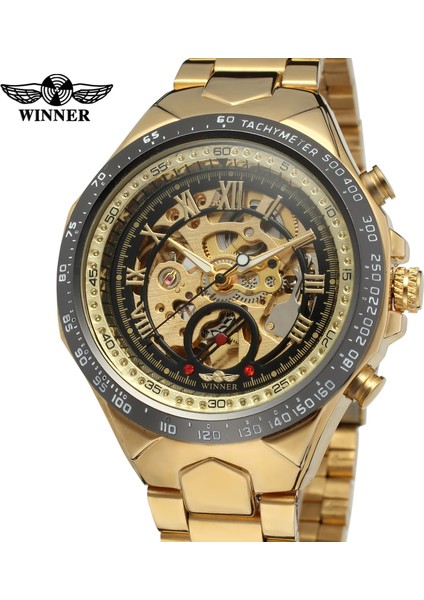 01 T-Kazanan Dairesel Altın Mekanik Saat Içi Boş Çelik Bant Mekanik Saat Çeşitli Renkler, Erkek Saati (Yurt Dışından) fiyatları