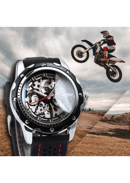 Tüm Siyah Kazanan Resmi Otomatik Mekanik Izle Erkekler Spor Gümüş Siyah Aydınlık Lastik Bant Erkek Hediye Tüm Maç Büyük Kılıf (Yurt Dışından) modelleri