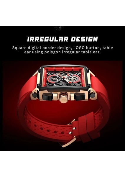 Mavi Lıge Yeni Kırmızı Silikon Erkek Saatler Üst Marka Lüks Izle Erkekler Spor Kronograf Saat Moda Otomatik Tarih Kol Saati Adam + Kutu (Yurt Dışından) fırsatları
