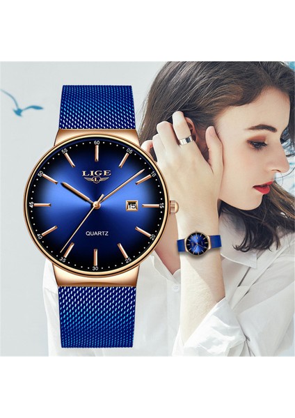 Net Tam Mavi Lıge Kadın Saatler En Lüks Marka Ince Su Geçirmez Izle Kadın Paslanmaz Çelik Rahat Moda Saat Robe Femme Bayanlar Izle (Yurt Dışından) fiyatları
