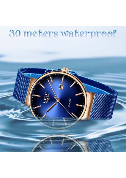 Net Tam Mavi Lıge Kadın Saatler En Lüks Marka Ince Su Geçirmez Izle Kadın Paslanmaz Çelik Rahat Moda Saat Robe Femme Bayanlar Izle (Yurt Dışından) modelleri