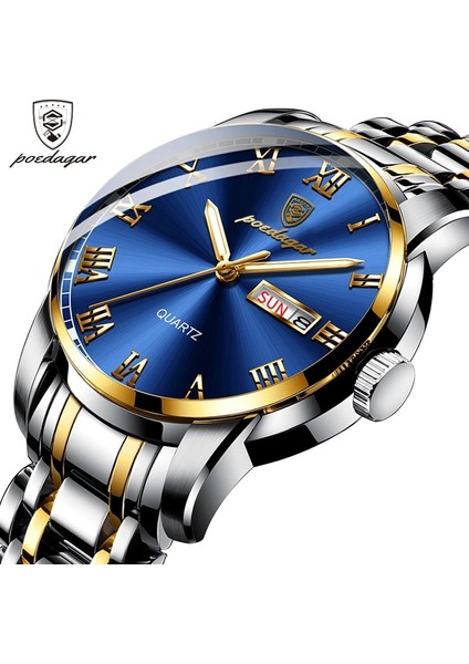 616-TÜM Siyah Poedagar Üst Marka Lüks Erkek Saatler Aydınlık Su Geçirmez Paslanmaz Çelik Izle Erkekler Tarih Takvim Iş Kuvars Kol Saati (Yurt Dışından) fırsatları