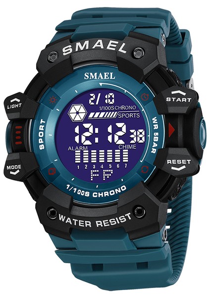 Cyanblue Spor Saatler Erkekler Için Smael Elektronik Kol Saatleri Beyaz Bant Chronograph Su Geçirmez Erkek Saat 8050 LED Dijital Saat Askeri (Yurt Dışından)