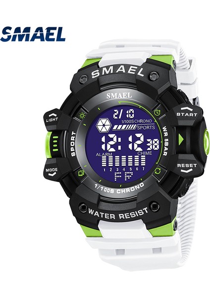 Cyanblue Spor Saatler Erkekler Için Smael Elektronik Kol Saatleri Beyaz Bant Chronograph Su Geçirmez Erkek Saat 8050 LED Dijital Saat Askeri (Yurt Dışından) fiyatları