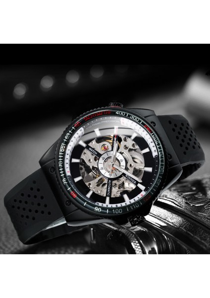 Beyaz Kazanan Casual Erkek Saat 2021 Lüks Otomatik Izle Mekanik Kol Saatleri Kauçuk Kayış Saat Relógio Masculino Yeni (Yurt Dışından) modelleri