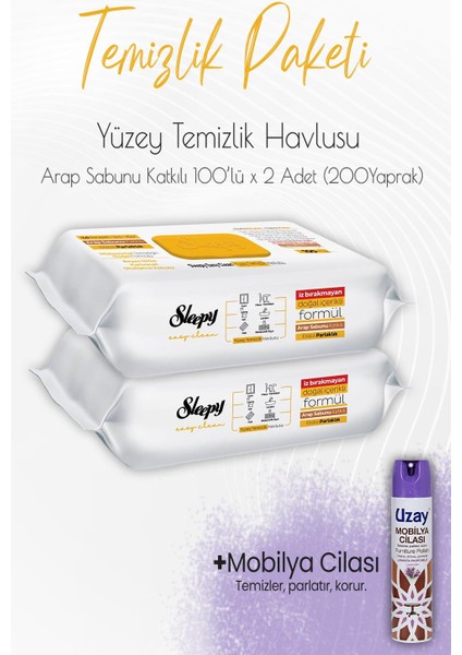 Düvenci Temizlik Paketi 6 (Arap Sabunu Temizlik Havlusu 200 Yaprak ve Mobilya Cilası)