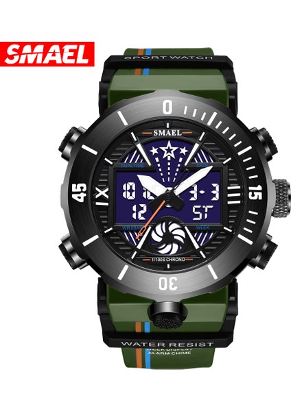 Siyah Smael Çift Ekran Izle Askeri Kalite Erkek Spor Saatleri Dijital Alarm 8051 Kronometre Çalar Saat Şok LED Kol Saatleri (Yurt Dışından) fiyatları