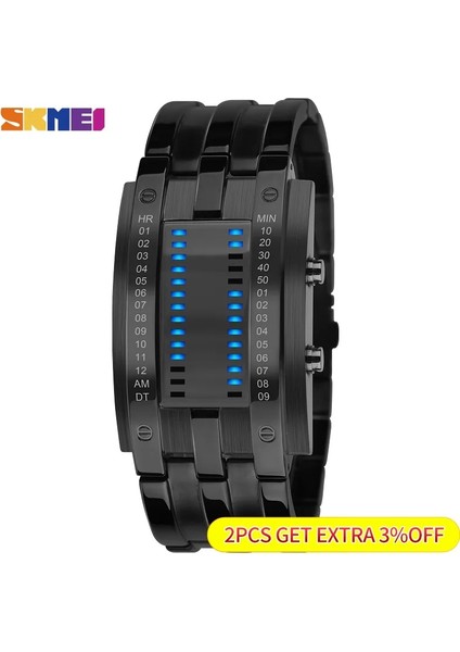 Gümüş Küçük Skmeı Moda Yaratıcı Spor Izle Erkekler Paslanmaz Çelik Kayış LED Ekran Saatler 5bar Su Geçirmez Dijital Saat Reloj Hombre 0926 (Yurt Dışından) modelleri
