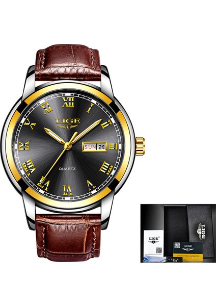 Kahverengi Altın Siyah 2022 Moda Erkek Altın Paslanmaz Çelik Saatler Lüks Minimalist Kuvars Bilek Izle Erkekler Iş Gündelik Saat Relogio Masculino (Yurt Dışından)