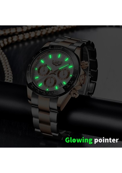 Gül Siyah Lıge Erkekler Saatler Üst Marka Lüks Erkek Spor Paslanmaz Çelik Kuvars Kol Saati Aydınlık Chronograph Takvimli Saat Izle Erkekler Için (Yurt Dışından) fırsatları