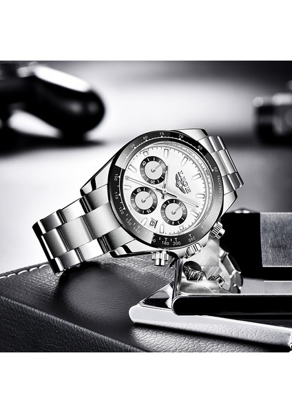 Gül Siyah Lıge Erkekler Saatler Üst Marka Lüks Erkek Spor Paslanmaz Çelik Kuvars Kol Saati Aydınlık Chronograph Takvimli Saat Izle Erkekler Için (Yurt Dışından) indirimleri