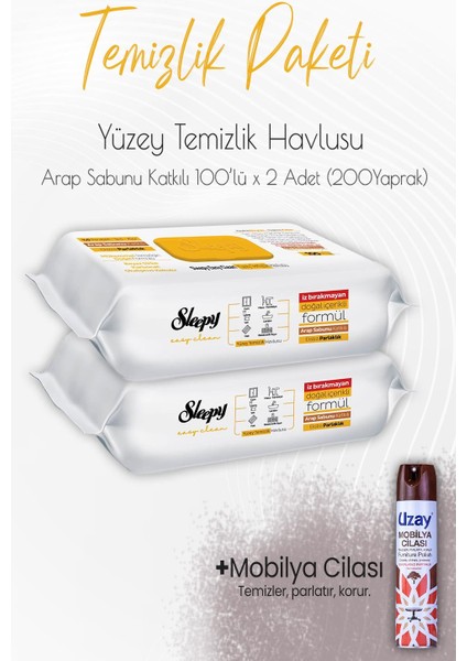 Düvenci Temizlik Paketi 9 (Arap Sabunu Temizlik Havlusu 200 Yaprak ve Mobilya Cilası)