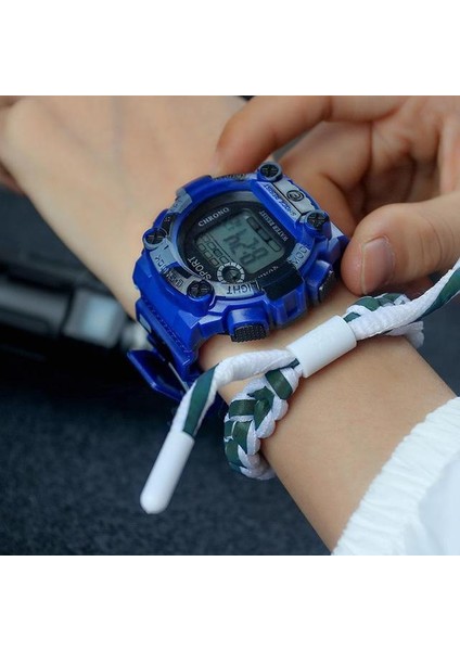 05 Mavi Spor Saat Çok Fonksiyonlu Renkli Su Geçirmez Işıklı LED Kol Saati Analog Dijital Askeri Otomatik Saat (Yurt Dışından)