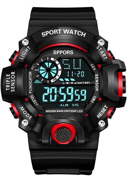 Kırmızı Moda Askeri Dijital Saat Erkek Spor Su Geçirmez Açık Kronograf El Saati G Elektronik Şok Piyade Kol Saati (Yurt Dışından)