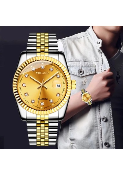 Erkekler Için Bilek Saatler Lover Saatler Moda Elmas Klasik Altın Saat Erkek Saati Erkek Saati Çelik Kemer Relojes Para Hombre (Yurt Dışından)
