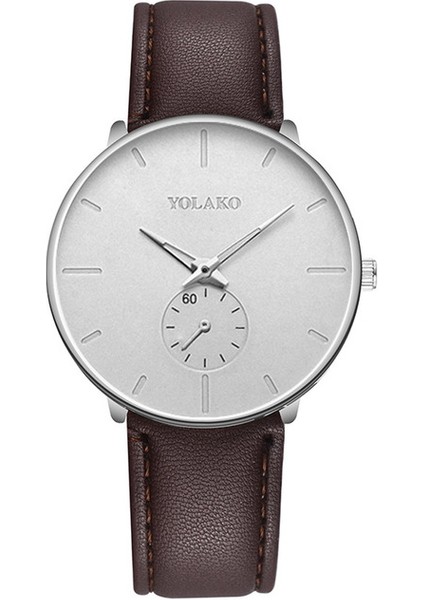 Deri Kahverengi Beyaz 2022 Erkek Moda Minimalist Saatler Erkekler Iş Rahat Kuvars Izle Basit Erkek Paslanmaz Çelik Hasır Bant Saat Reloj Hombre (Yurt Dışından)