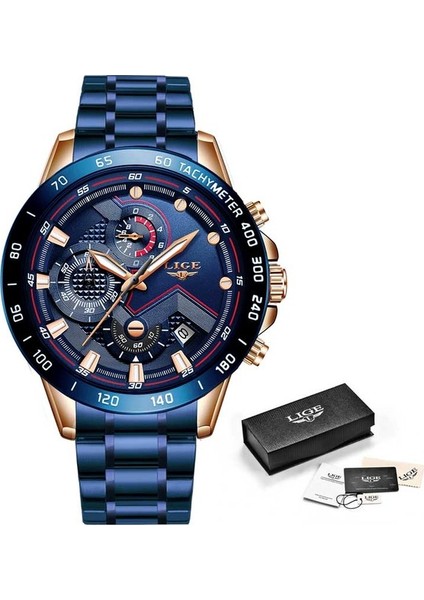 Tam Mavi Relogio Masculino Lıge Sıcak Moda Erkek Saatler Üst Marka Lüks Kol Saati Kuvars Saat Mavi Izle Erkekler Su Geçirmez Kronograf (Yurt Dışından)