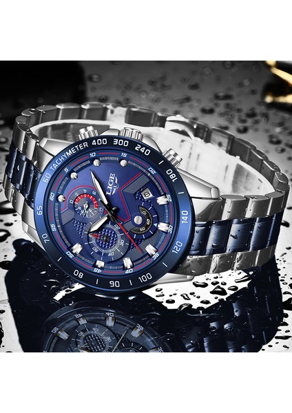 Tam Mavi Relogio Masculino Lıge Sıcak Moda Erkek Saatler Üst Marka Lüks Kol Saati Kuvars Saat Mavi Izle Erkekler Su Geçirmez Kronograf (Yurt Dışından) modelleri