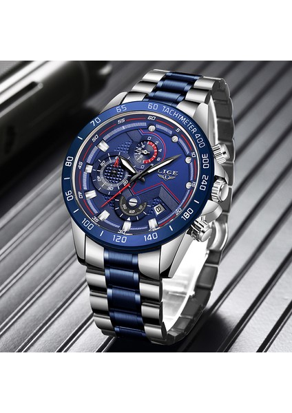Tam Mavi Relogio Masculino Lıge Sıcak Moda Erkek Saatler Üst Marka Lüks Kol Saati Kuvars Saat Mavi Izle Erkekler Su Geçirmez Kronograf (Yurt Dışından) fırsatları