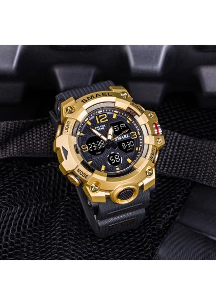 Siyah Rosegold Smael Üst Marka Erkekler Askeri Izle Dijital Su Geçirmez Çift Ekran Kuvars Spor Kol Saati Erkek Saat 8008 Gençlik Kronometre (Yurt Dışından) indirimleri