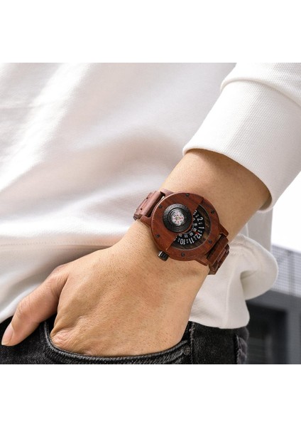 Stil 8 Kutu ile Yaratıcı Ahşap Saat Benzersiz Pusula Pikap Ahşap Saatler Erkek Yarım Daire Kadran Saat Kuvars Saat Retro Saat Relogio Masculino (Yurt Dışından)