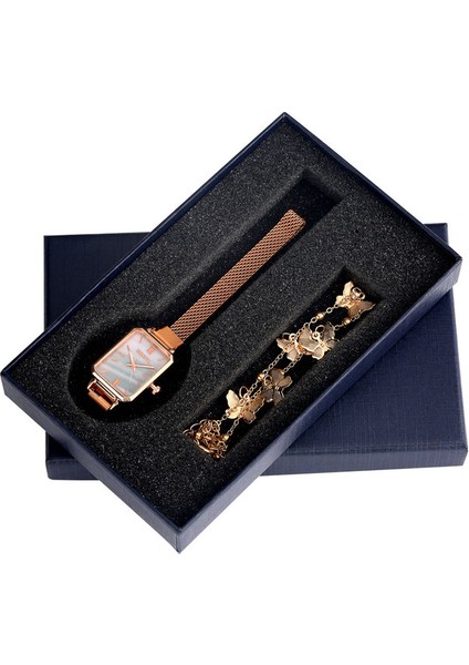 Bayanlar WATCH-126 Kare Yeşil Kadran Lüks Kadın Izle Bilezik Saatler Set Paslanmaz Çelik Bayanlar Kuvars Kol Saati Sevgilisi Için Hediye Kutusu Paketi (Yurt Dışından)