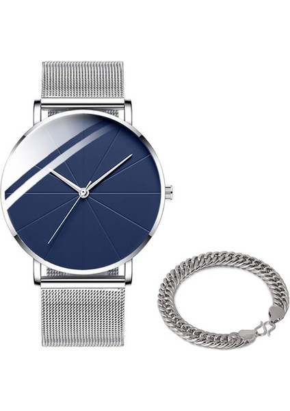 Gösterildiği Gibi 5 2022 Minimalist Erkek Moda Saatler Basit Erkekler Iş Ultra Ince Paslanmaz Çelik Hasır Kemer Kuvars Izle Relogio Masculino (Yurt Dışından)