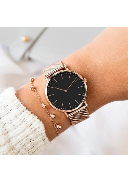 CLOCK-041706-02 Zegarek Damski Üst Marka Izle Lüks Bilezik Saatler Paslanmaz Çelik Hasır Kemer Hediye Kadın Izle Kuvars Saat Bayanlar Kol Saati (Yurt Dışından)