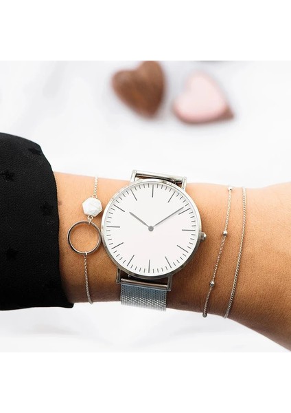 CLOCK-041706-02 Zegarek Damski Üst Marka Izle Lüks Bilezik Saatler Paslanmaz Çelik Hasır Kemer Hediye Kadın Izle Kuvars Saat Bayanlar Kol Saati (Yurt Dışından)