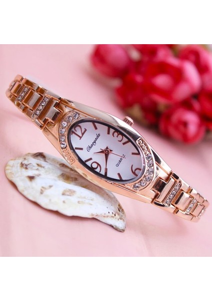 Stil Üç 2022 Paslanmaz Çelik Kayış Kadın Lüks Fanshion Izle Gül Altın Elbise Elmas Kadın Casual Saat Severlerin Bilezik Izle (Yurt Dışından) fiyatları