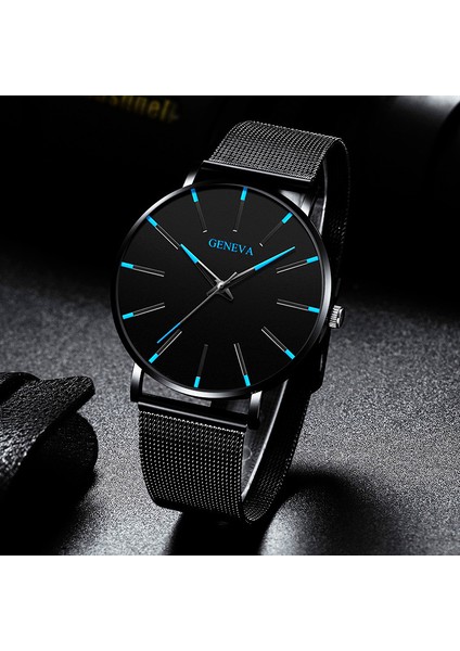 M Rose Gold Mavi 2022 Cenevre Minimalist Izle Erkekler Ultra Ince Mavi Paslanmaz Çelik Hasır Kemer Saatler Adam Iş Rahat Kuvars Bilek Izle (Yurt Dışından)