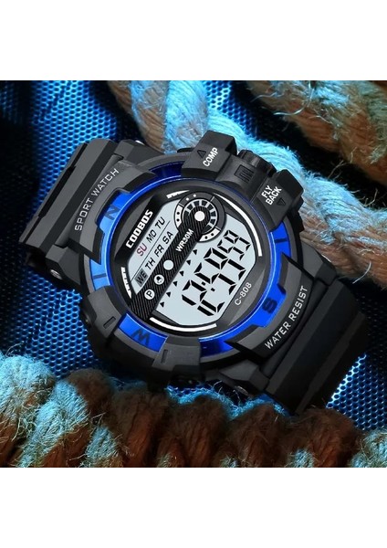 808 Mavi Serin Aydınlık Erkek Spor Izle High-End Silikon Kayış Askeri Bilek Izle LED Takvim Su Geçirmez Dijital Saat Reloj De Hombre (Yurt Dışından)