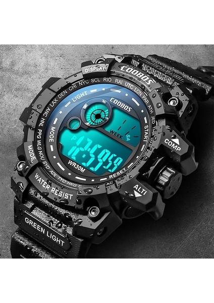 808 Mavi Serin Aydınlık Erkek Spor Izle High-End Silikon Kayış Askeri Bilek Izle LED Takvim Su Geçirmez Dijital Saat Reloj De Hombre (Yurt Dışından)
