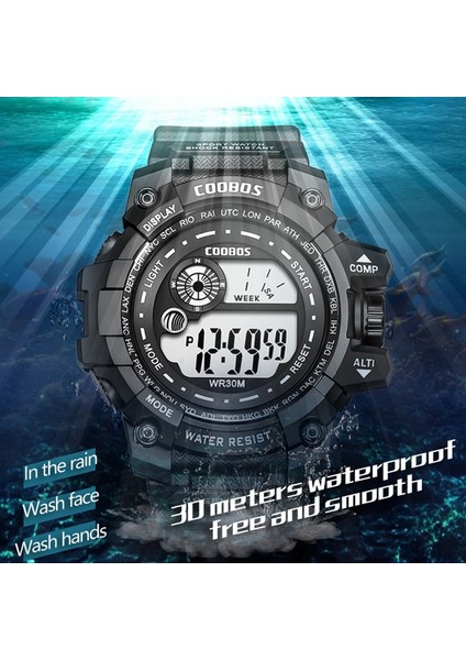 808 Mavi Serin Aydınlık Erkek Spor Izle High-End Silikon Kayış Askeri Bilek Izle LED Takvim Su Geçirmez Dijital Saat Reloj De Hombre (Yurt Dışından)