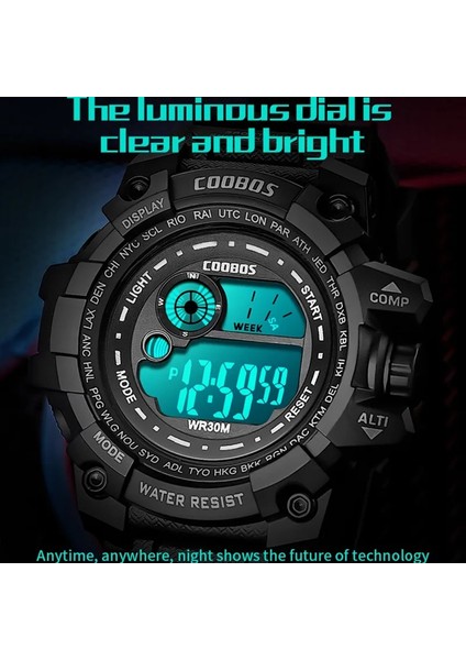 808 Mavi Serin Aydınlık Erkek Spor Izle High-End Silikon Kayış Askeri Bilek Izle LED Takvim Su Geçirmez Dijital Saat Reloj De Hombre (Yurt Dışından)