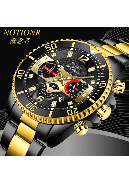 Stil 4 2022 Takvim Erkek Saati Altı Pinli Çelik Kayış Izle Quartz Saat Erkekler Için Aydınlık Izle Relojes Para Hombre (Yurt Dışından)