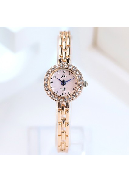 Gül Beyaz 22MM Gül Altın Kadın Moda Kuvars Kol Saatleri Buzlu Out Rhinestone Alaşım Bilezik Izle Kadınlar Bayanlar Için Saat Dropshipping (Yurt Dışından) fiyatları