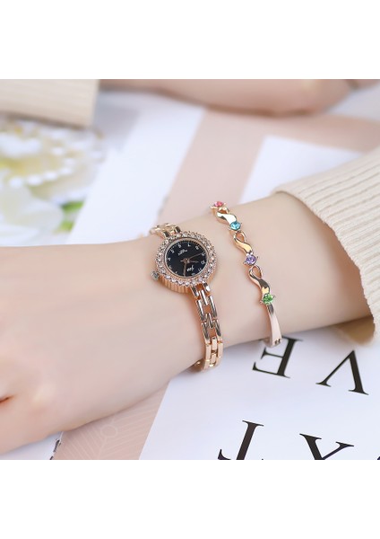 Gül Beyaz 22MM Gül Altın Kadın Moda Kuvars Kol Saatleri Buzlu Out Rhinestone Alaşım Bilezik Izle Kadınlar Bayanlar Için Saat Dropshipping (Yurt Dışından) fırsatları