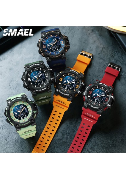 Siyah-Kırmızı Yeşil Smael Erkekler Için Dijital Saat Kronograf Kuvars Kol Saati Elektronik LED Ekran Kauçuk Kayış Saatler Otomatik Tarih Gün Alarmı (Yurt Dışından) fiyatları