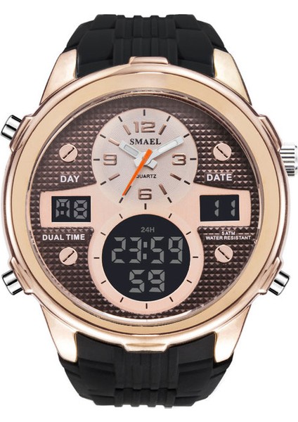 Altın Smael Moda Rahat Kuvars Saatı Dijital Elektronik Saat LED Otomatik Alarmlı Saatler 1273 Erkek Spor Saatler Su Geçirmez (Yurt Dışından)