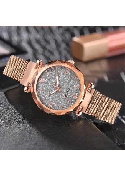 Siyah Kadın Kuvars Izle Yıldızlı Gökyüzü Kadran Otomatik Kol Saati Manyetik Gündelik Saat Okunması Kolay Kadran Bilezik Saat H9 (Yurt Dışından) modelleri