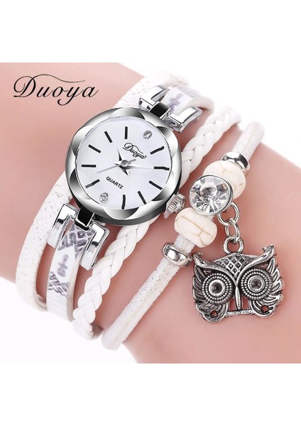 Bej Yeni Moda Kadın Kızlar Saatler Analog Kuvars Baykuş Kolye Bayan Elbise Bilezik Saatler Relogio Feminino Casual Bayan Kol Saati (Yurt Dışından) fırsatları