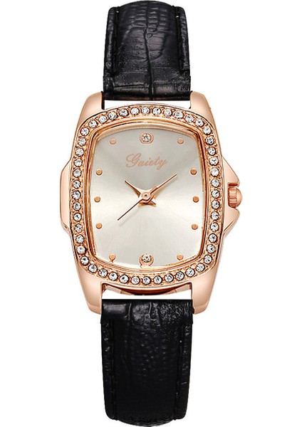 Siyah Beyaz 5 Adet Gaiety Marka Lüks Moda Bilezik Saat Seti Kadın Deri Band Kuvars Kol Saati Saatler Bayanlar Siyah Saat Reloj Mujer (Yurt Dışından)