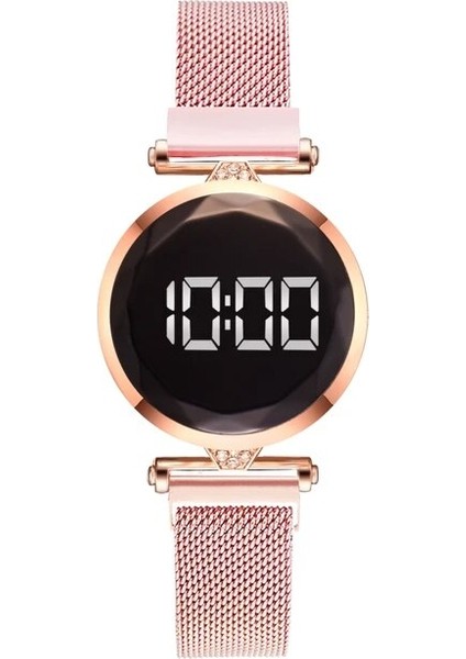 1 Adet Pembe 5 Adet Set Bilezik Izle Kadınlar Lüks Dijital Mıknatıs Gül Altın Paslanmaz Çelik LED Kuvars Saatler Relogio Feminino Dropshipping (Yurt Dışından)