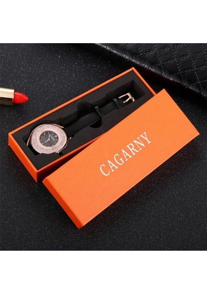 Kutu ile Altın Siyah Cagarny Üst Marka Gümüş Yaratıcı Kadın Saatler Yüksek Kalite Kuvars Bayanlar Elmas Bilezik Saat Mujer Reloje Relogio Feminino (Yurt Dışından)